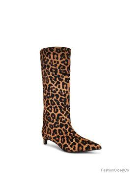 Kitten Heel Knee High Boots Women Pointed Toe Faux Suede